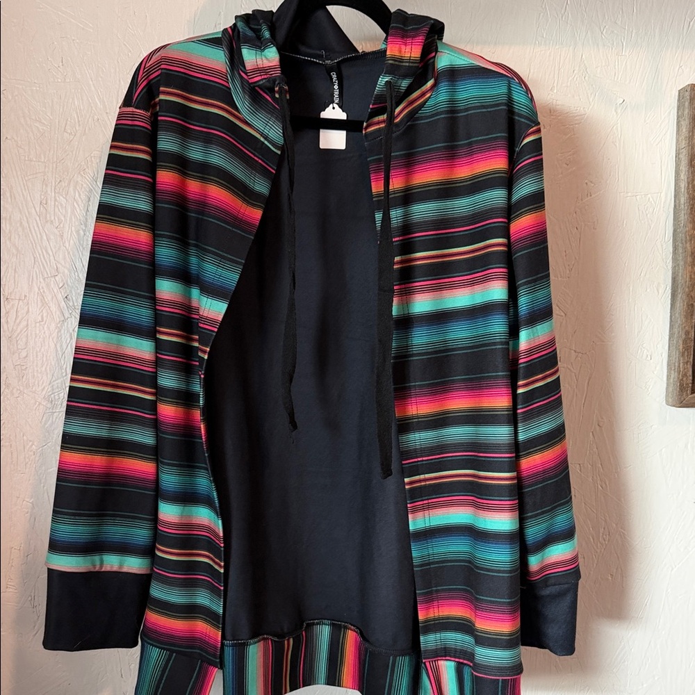 Crazy Train Vibrant Striped Hooded Jacket